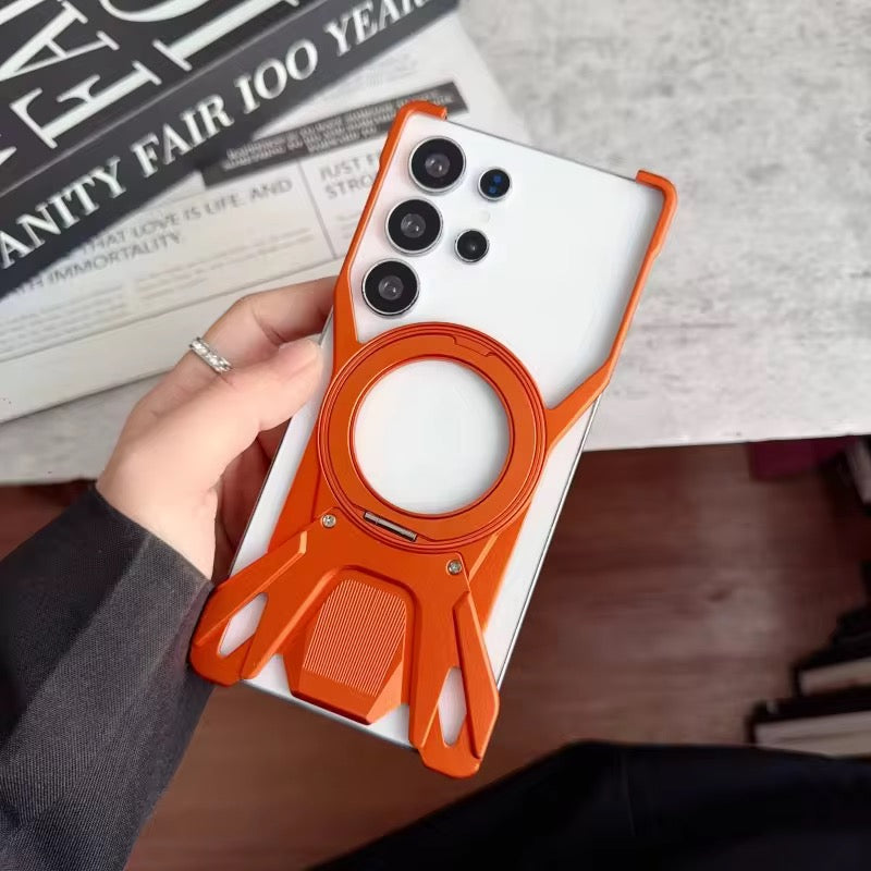 Premium Aluminium Rotating Stand Pre-Order Skeleton Samsung Sleek Metal Rimless Bumper Case