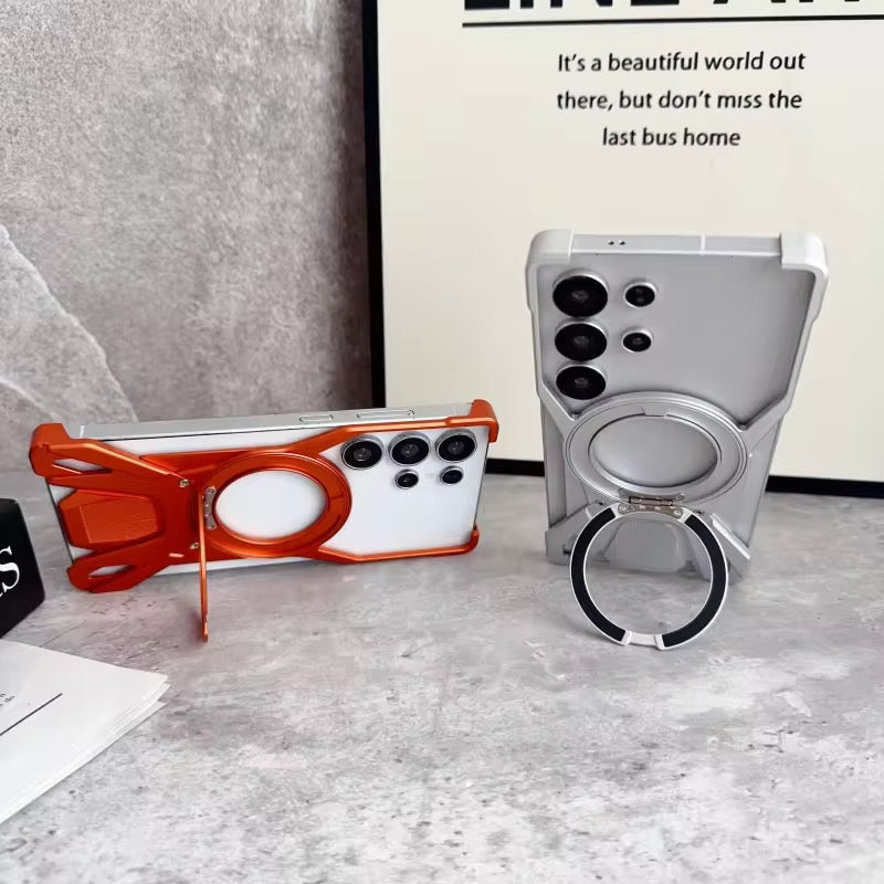 Premium Aluminium Rotating Stand Pre-Order Skeleton Samsung Sleek Metal Rimless Bumper Case