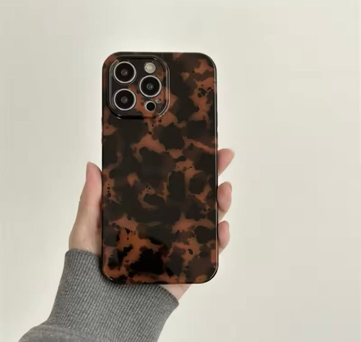 Brown Leopard Matching Phone Holder Silicone iPhone Case