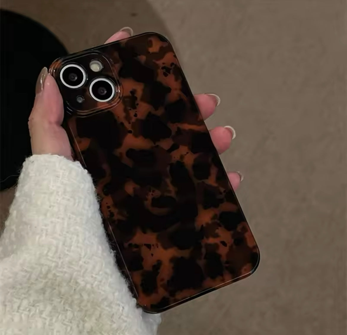 Brown Leopard Matching Phone Holder Silicone iPhone Case