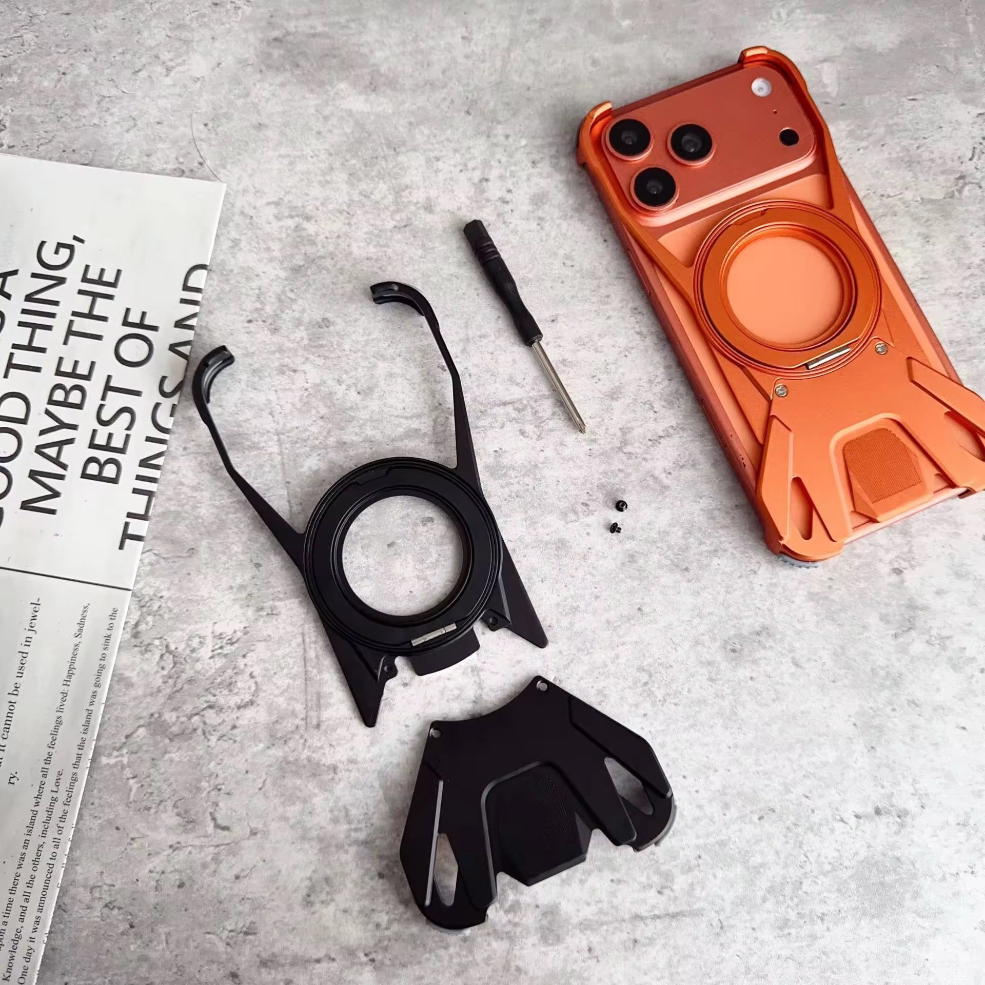 Premium Aluminium Rotating Stand Pre-Order Skeleton iPhone Sleek Metal Rimless Bumper Case