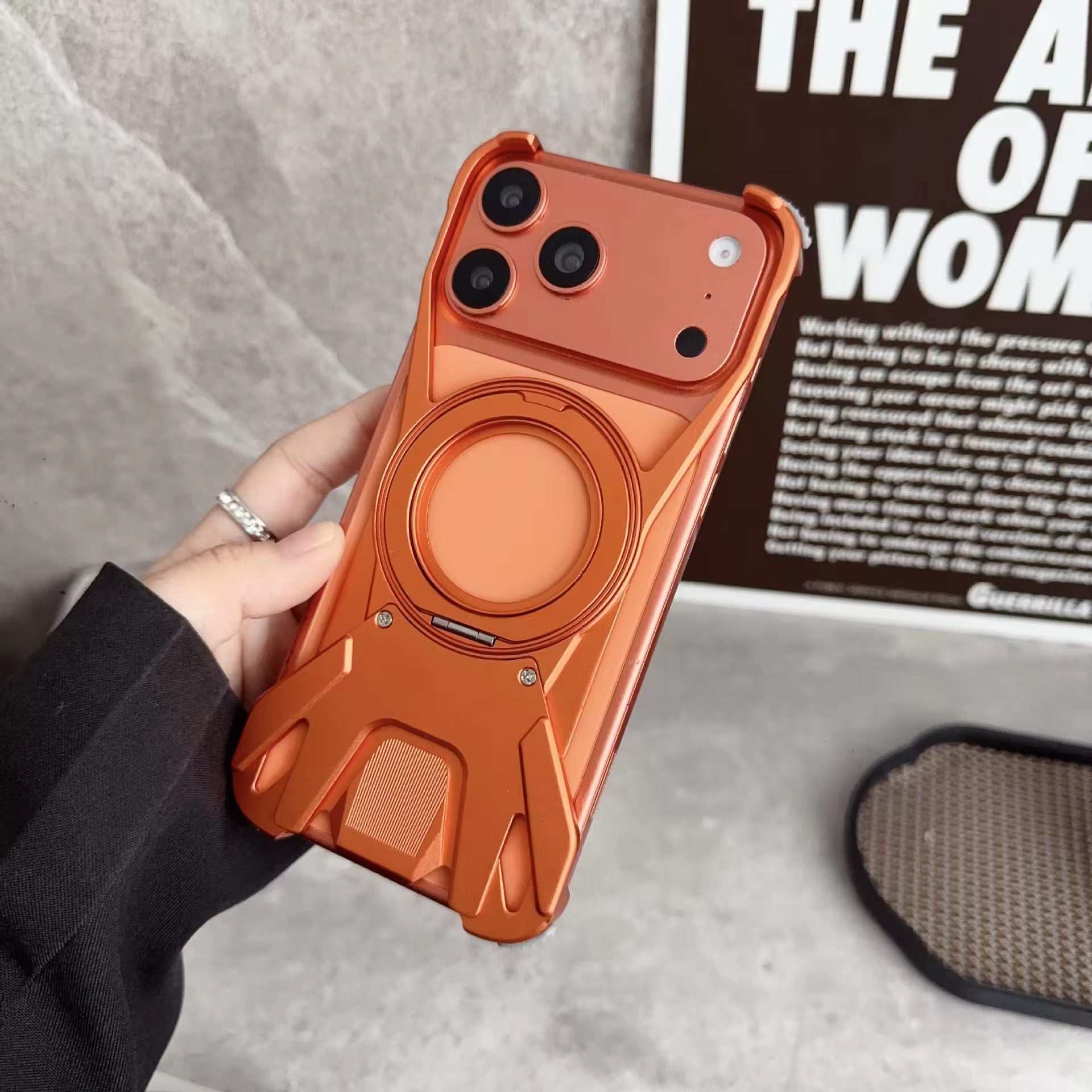 Premium Aluminium Rotating Stand Pre-Order Skeleton iPhone Sleek Metal Rimless Bumper Case