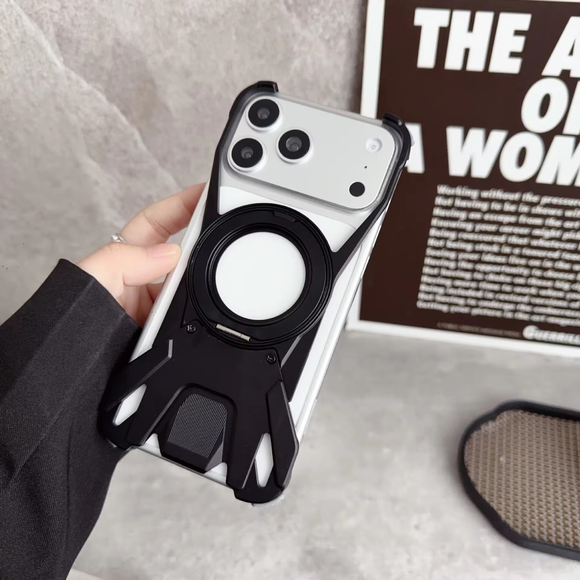 Premium Aluminium Rotating Stand Pre-Order Skeleton iPhone Sleek Metal Rimless Bumper Case