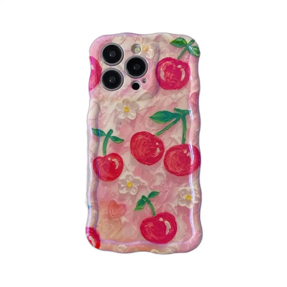 Cherry Laser Floral Flowers Holographic iPhone Soft Silicone Case