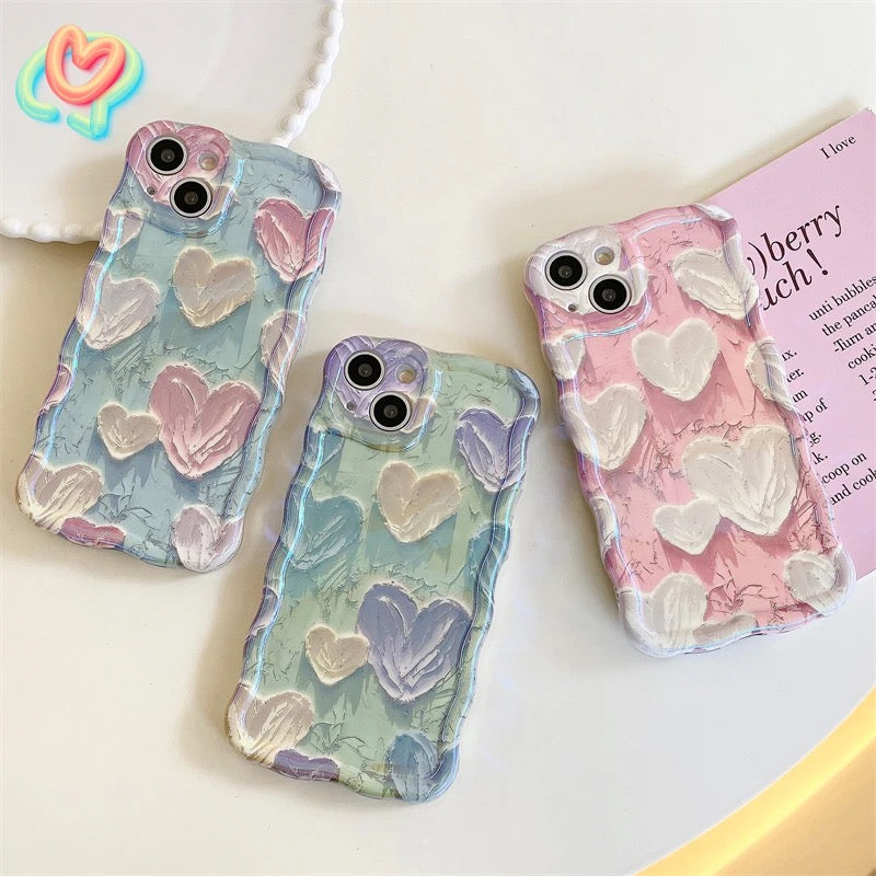 Pink Green Blue Hearts Laser Floral Flowers Holographic iPhone Soft Silicone Case