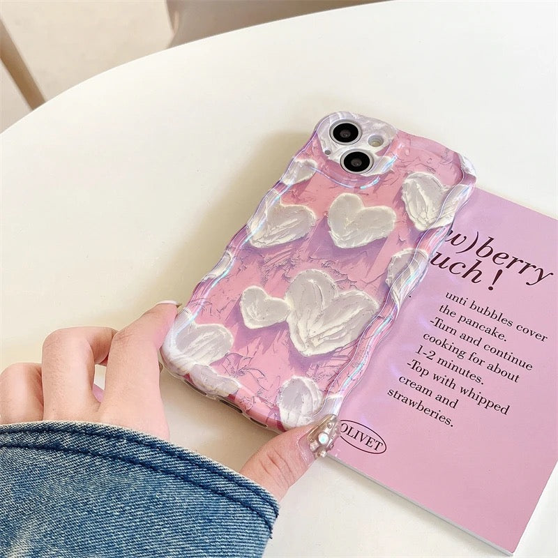 Pink Green Blue Hearts Laser Floral Flowers Holographic iPhone Soft Silicone Case