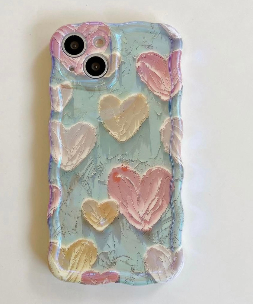 Pink Green Blue Hearts Laser Floral Flowers Holographic iPhone Soft Silicone Case