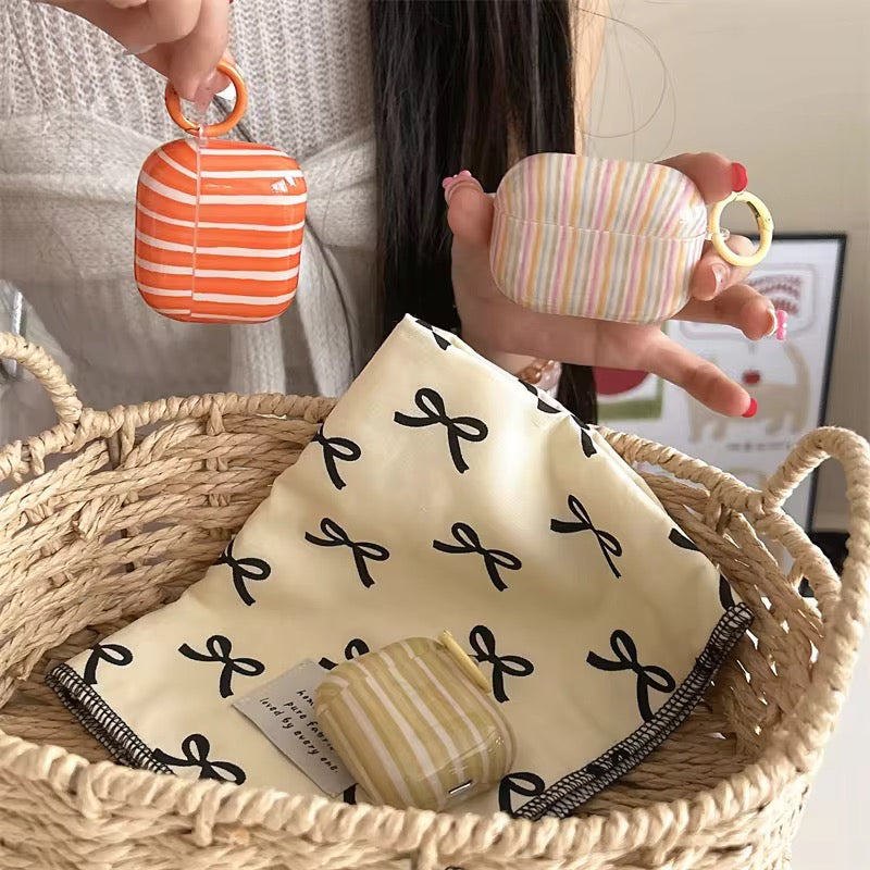 Wavy Bumper Stripes Glossy Airpod Pre-Order Case With Lanyard