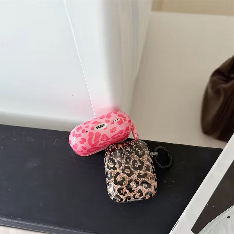 Leopard Shaded Glitter Glossy Airpod Pre-Order Case With Ring