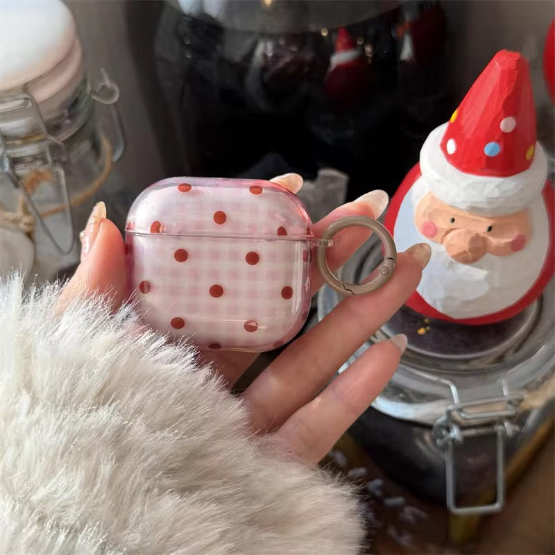 Green Pink Grid Ripple Point Glossy Airpod Pre-Order Case With Ring