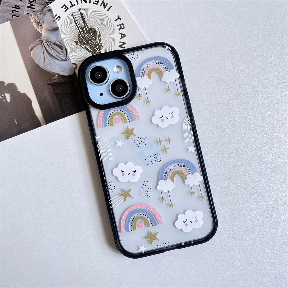 Rainbow Clouds Transparent Clear Bumper iPhone Hybrid Silicone Case