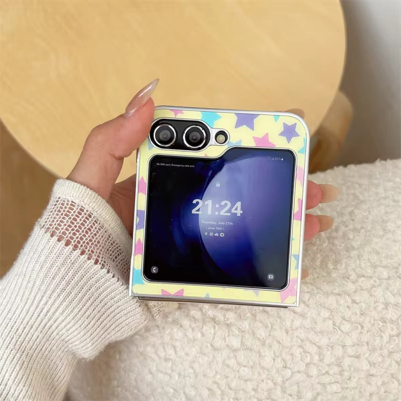 Cute Colorful Star Silver Border Samsung Z Flip Pre-Order Case