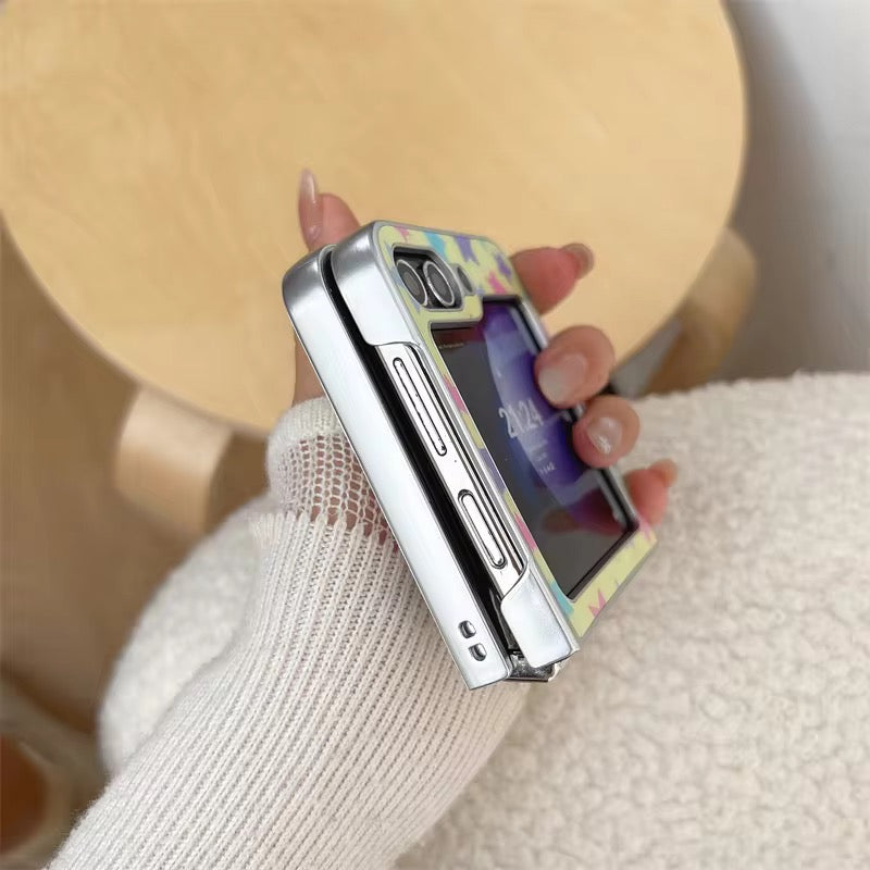 Cute Colorful Star Silver Border Samsung Z Flip Pre-Order Case