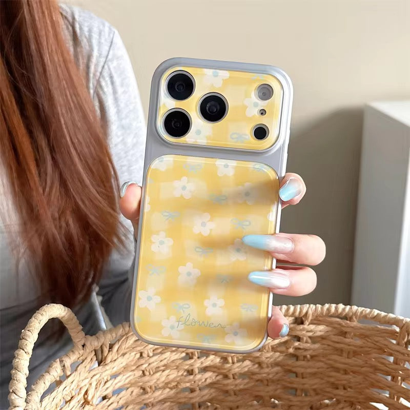 Cute Yellow Floral Checks Silver Bumper Pre-Order iPhone Case