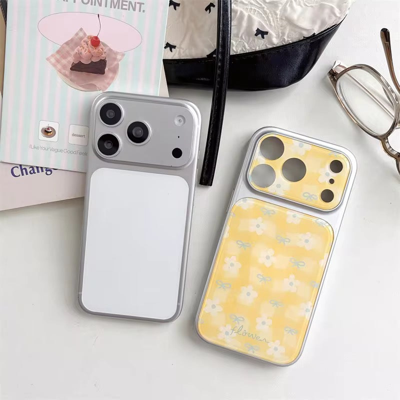Cute Yellow Floral Checks Silver Bumper Pre-Order iPhone Case