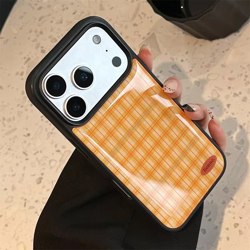 Orange Checks Glossy Black Bumper Pre-Order iPhone Case