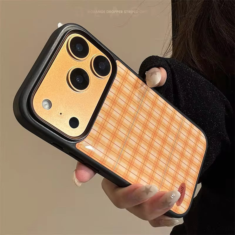 Orange Checks Glossy Black Bumper Pre-Order iPhone Case