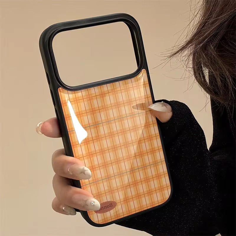 Orange Checks Glossy Black Bumper Pre-Order iPhone Case