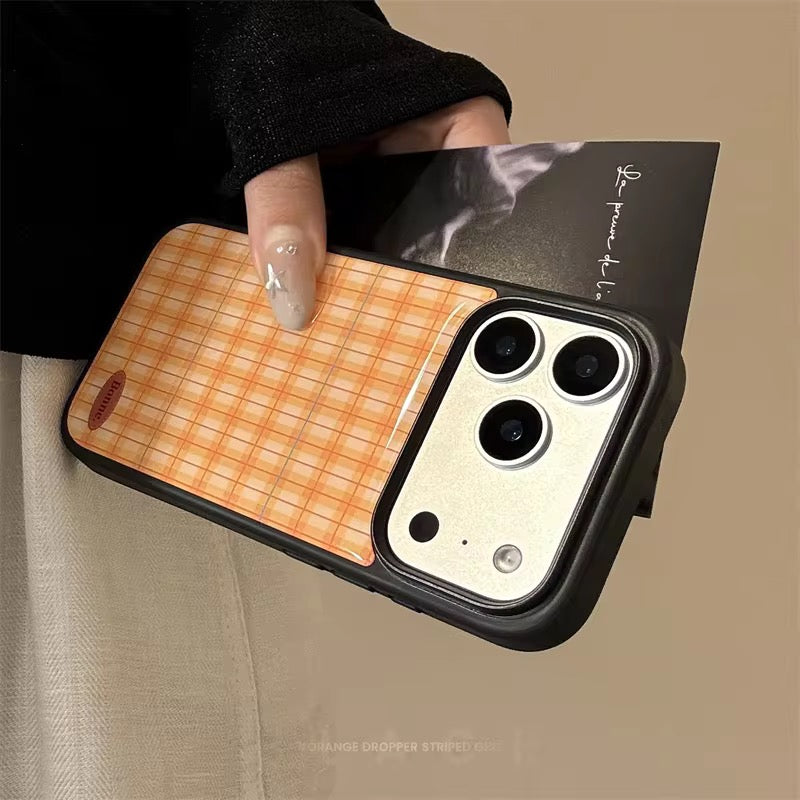 Orange Checks Glossy Black Bumper Pre-Order iPhone Case