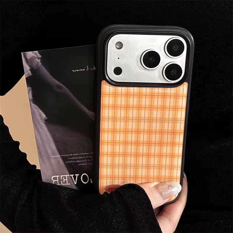 Orange Checks Glossy Black Bumper Pre-Order iPhone Case