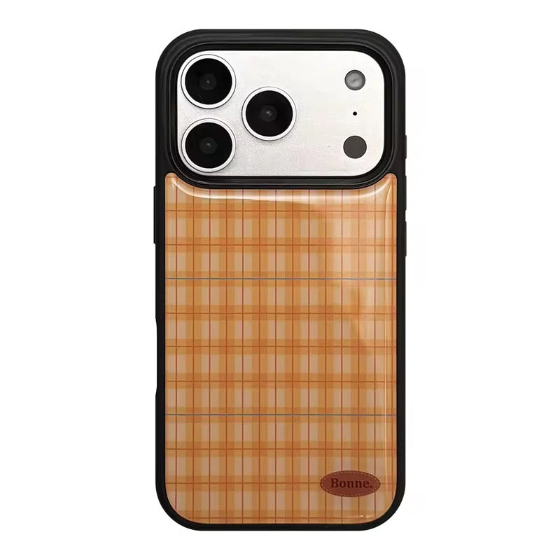 Orange Checks Glossy Black Bumper Pre-Order iPhone Case