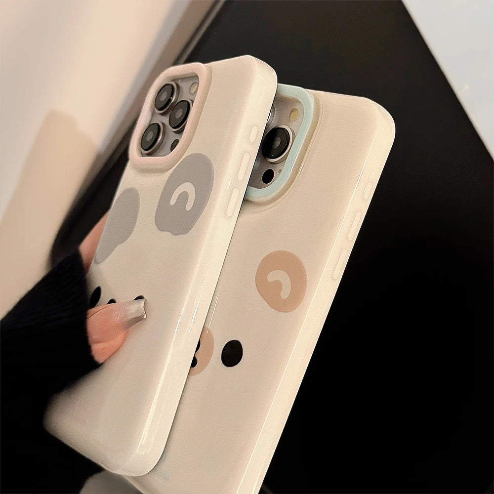 Cute Brown Bear White iPhone Puff Soft Case