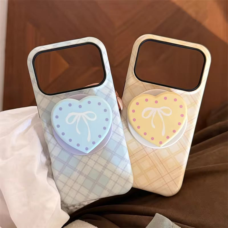 Checkered Blue Yellow Heart Magsafe Magnetic Phone Holder iPhone Pre-Order Case