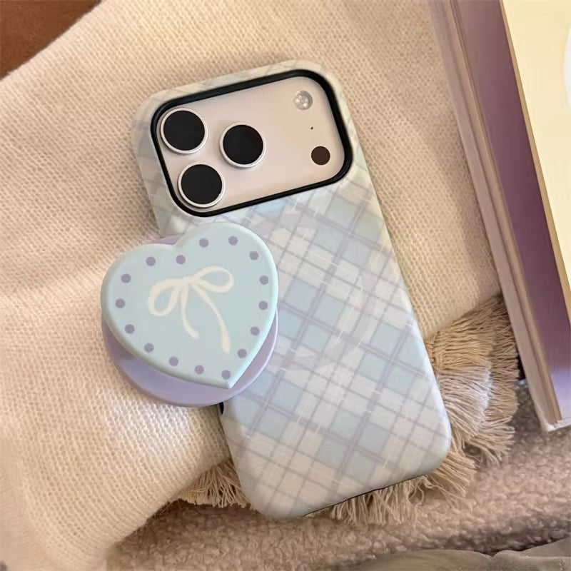 Checkered Blue Yellow Heart Magsafe Magnetic Phone Holder iPhone Pre-Order Case
