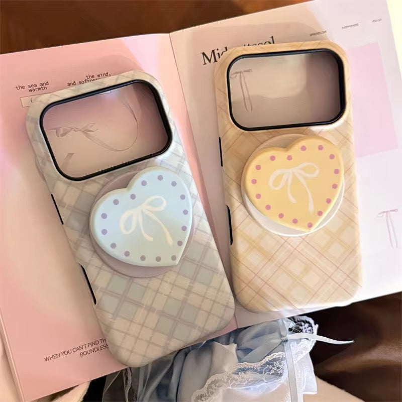 Checkered Blue Yellow Heart Magsafe Magnetic Phone Holder iPhone Pre-Order Case