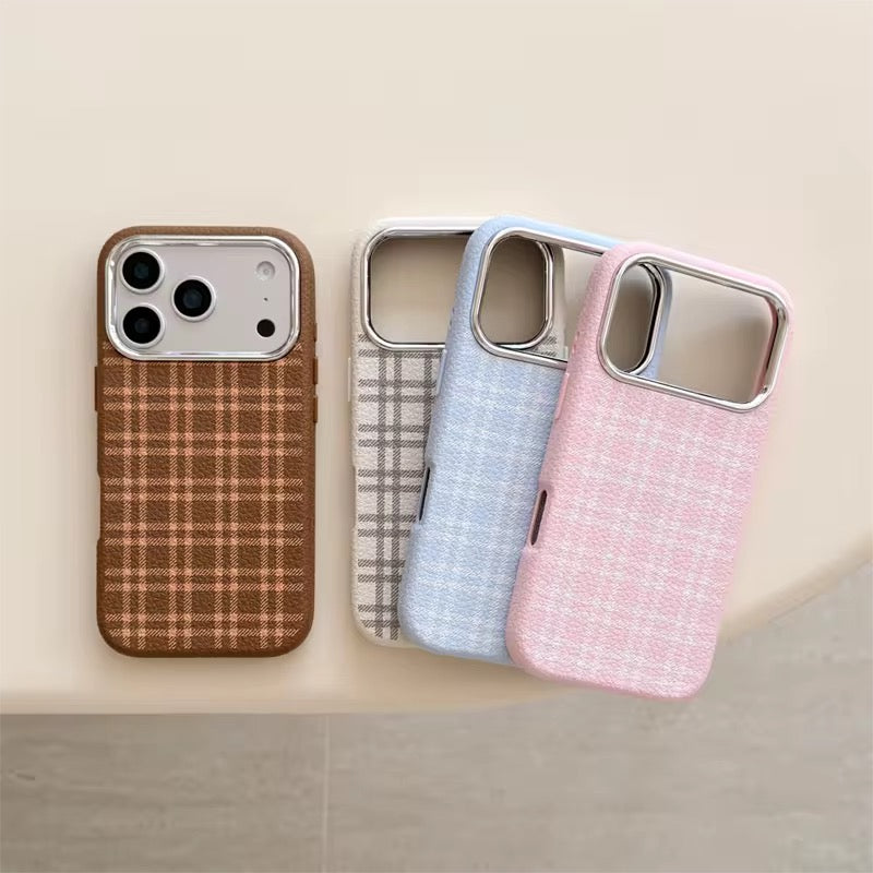 Korean Creative Plaid iPhone Pre-Order Silicone Case
