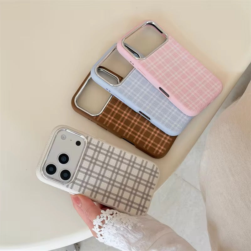 Korean Creative Plaid iPhone Pre-Order Silicone Case