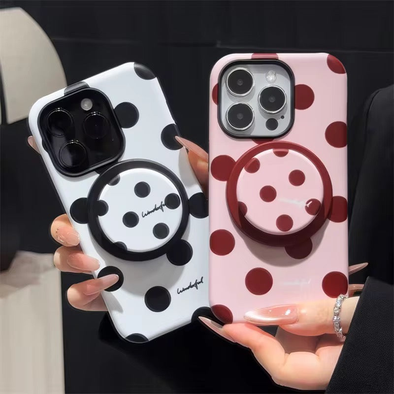 Polka Dots Blue Black Pink Red Magsafe Magnetic Phone Holder iPhone Pre-Order Case