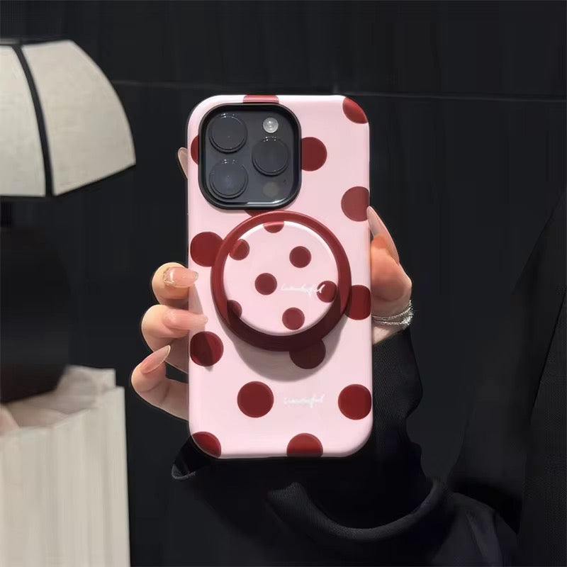 Polka Dots Blue Black Pink Red Magsafe Magnetic Phone Holder iPhone Pre-Order Case