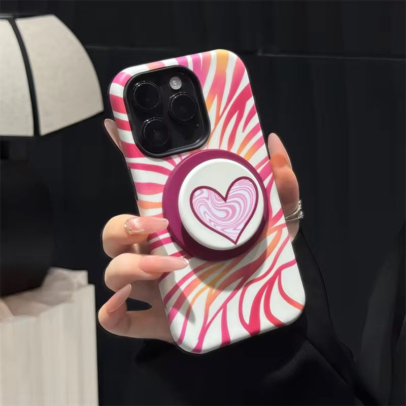 Black Pink Waves Heart Magsafe Magnetic Phone Holder iPhone Pre-Order Case
