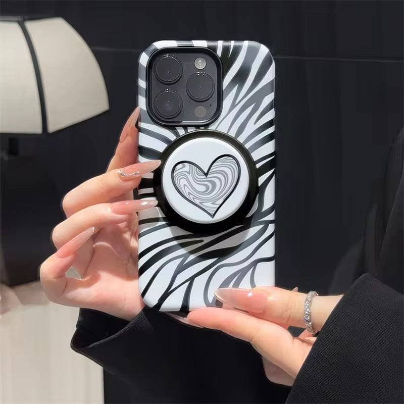 Black Pink Waves Heart Magsafe Magnetic Phone Holder iPhone Pre-Order Case