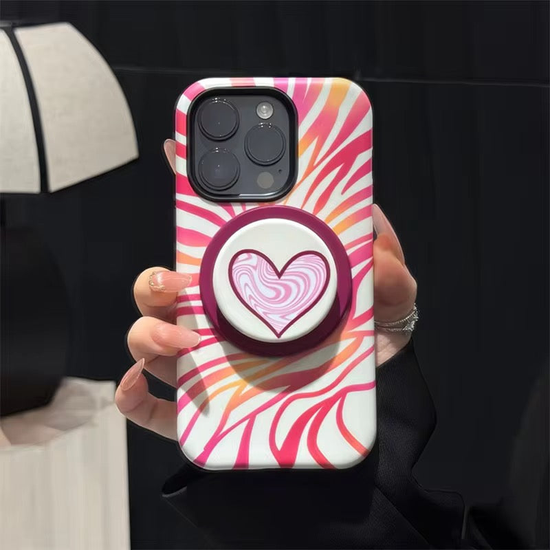 Black Pink Waves Heart Magsafe Magnetic Phone Holder iPhone Pre-Order Case