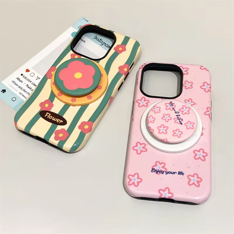 Korean Floral Flower Magsafe Magnetic Phone Holder iPhone Pre-Order Case
