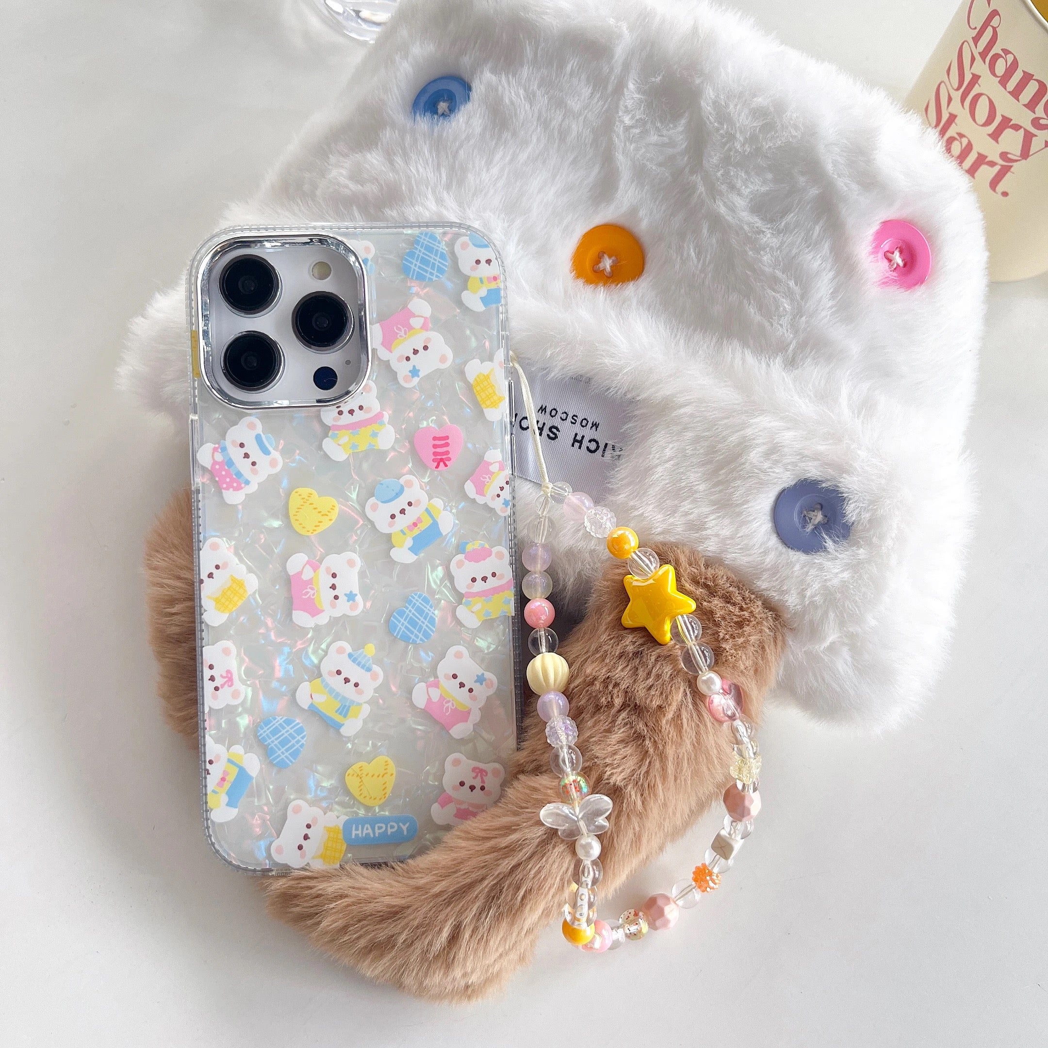 Cute Bear Lanyard Bracelet iPhone Case For iPhone 13 & iPhone 14