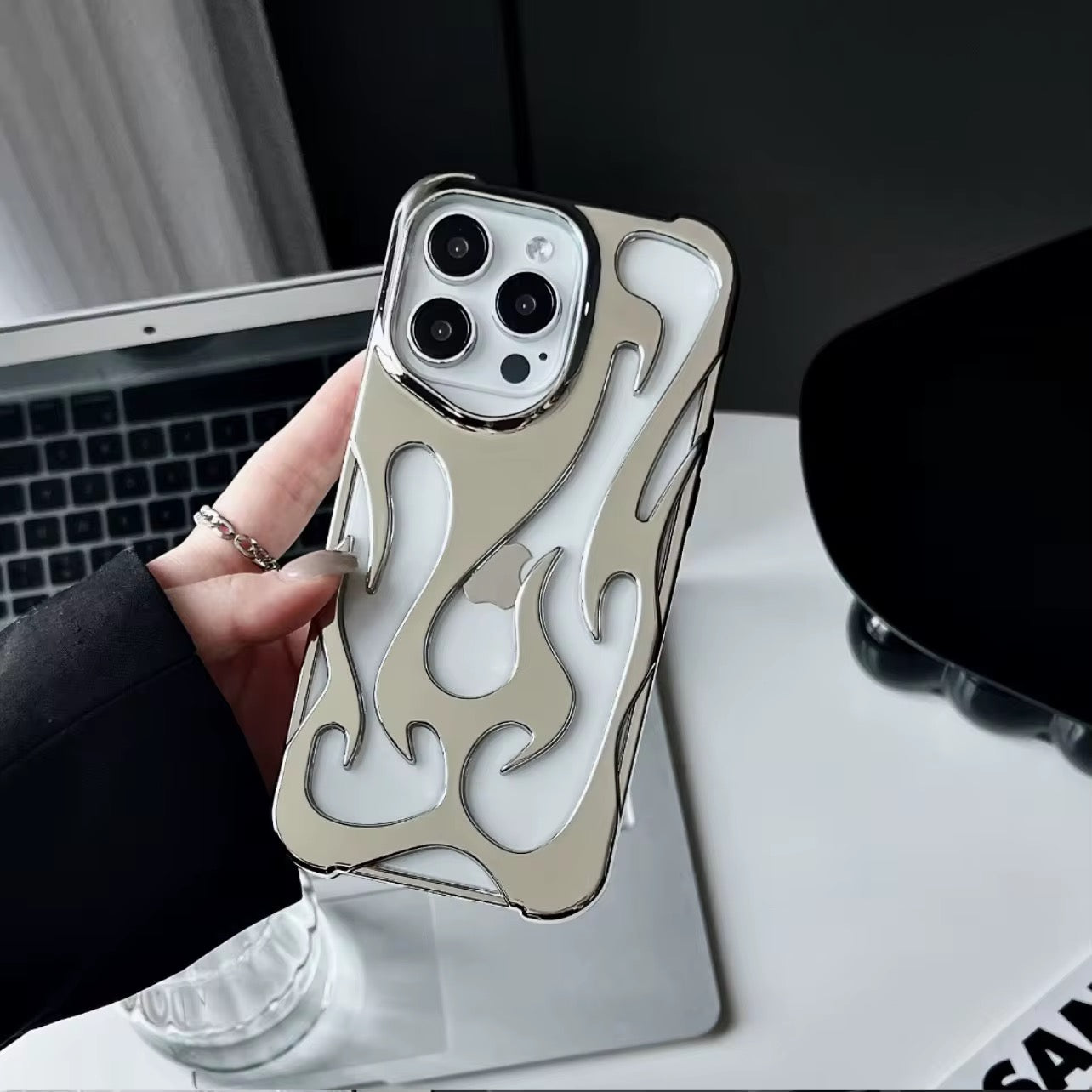 3D Luxury Flame Glossy Pre-Order iPhone Skeleton Designer Bumper Case