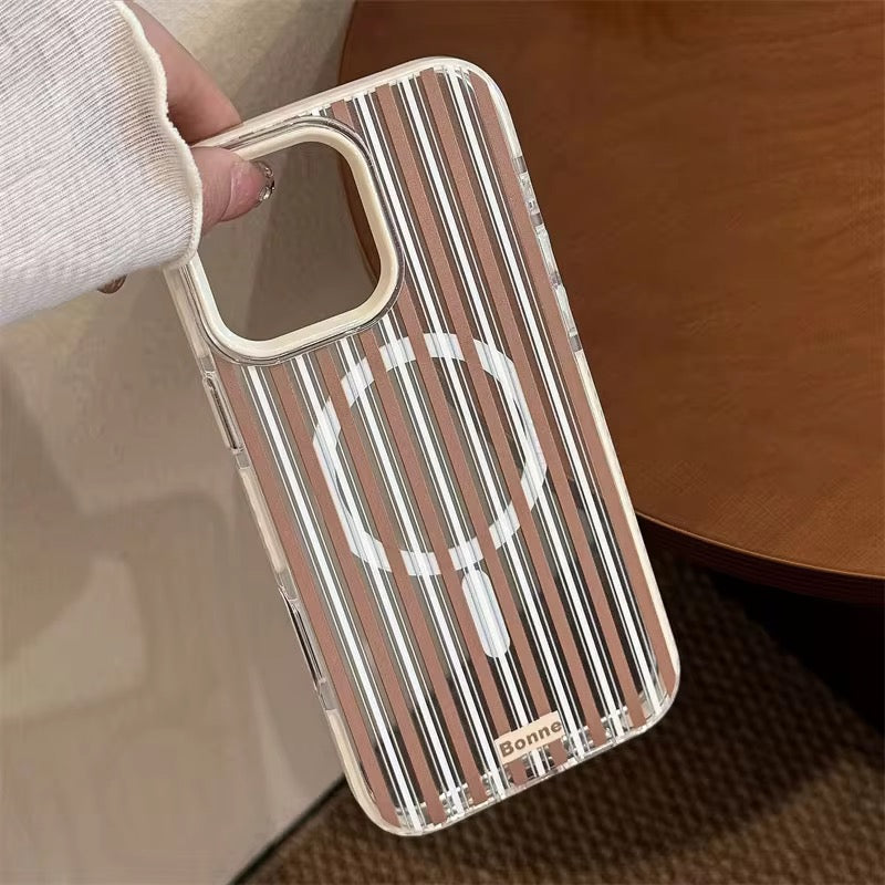 Striped Transparent Bow Magsafe Magnetic Phone Holder iPhone Pre-Order Case