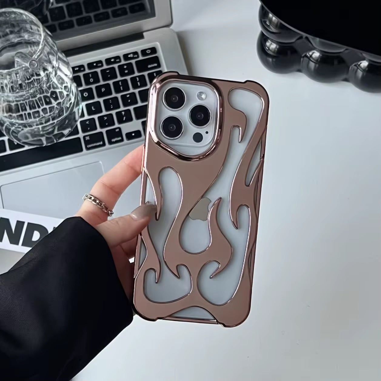3D Luxury Flame Glossy Pre-Order iPhone Skeleton Designer Bumper Case