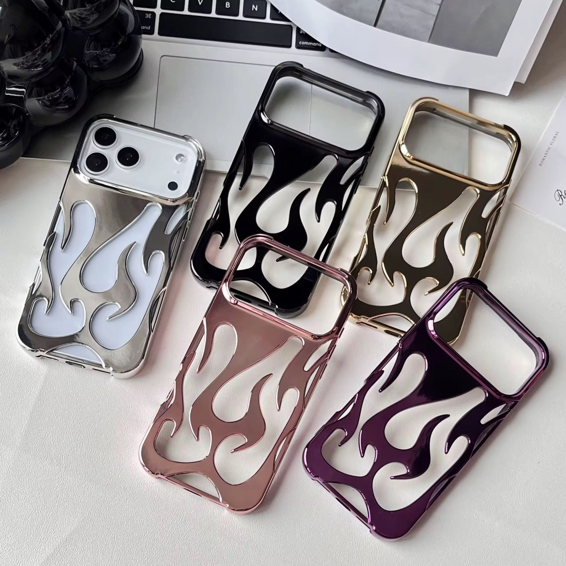3D Luxury Flame Glossy Pre-Order iPhone Skeleton Designer Bumper Case