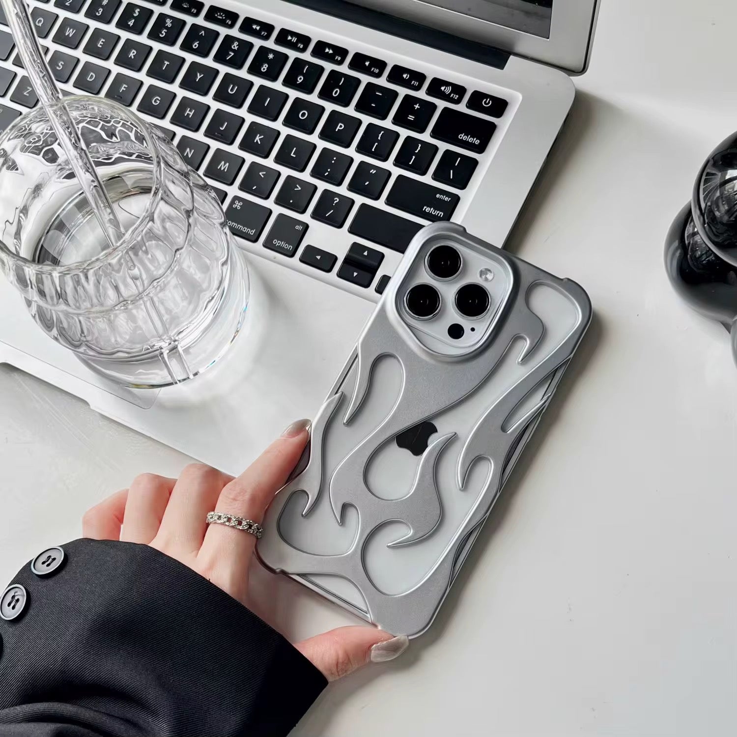 3D Luxury Flame Matte Pre-Order iPhone Skeleton Designer Bumper Case