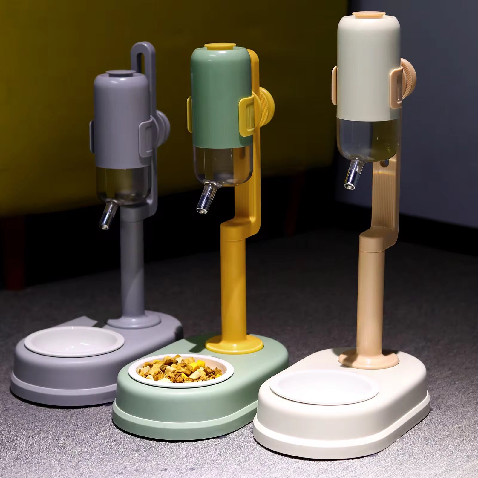 Pet Dog Cat 2 in 1 Pre-Order Multifunctional Feeding & Water Station With Ceramic & Stainless Steel Bowl