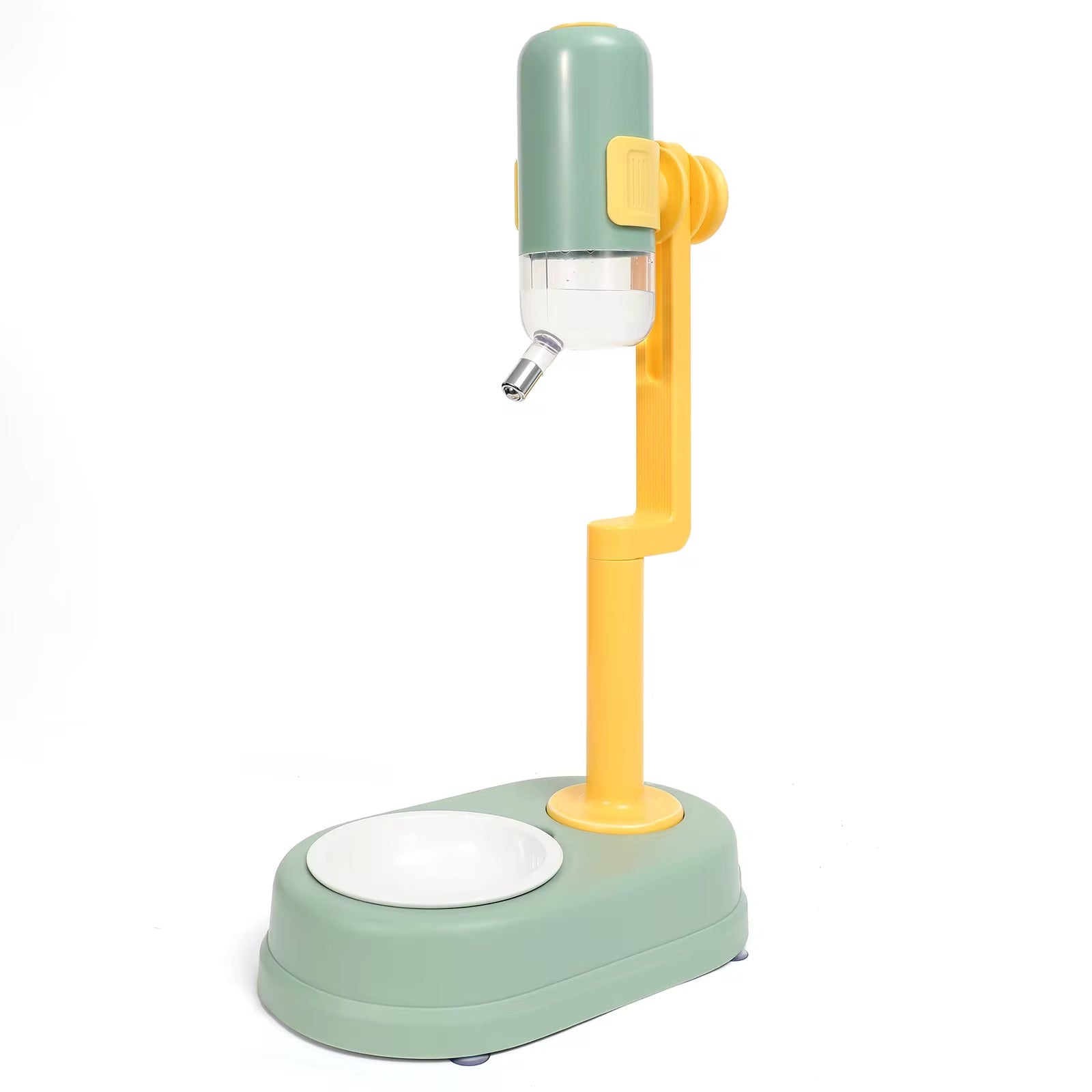 Pet Dog Cat 2 in 1 Pre-Order Multifunctional Feeding & Water Station With Ceramic & Stainless Steel Bowl