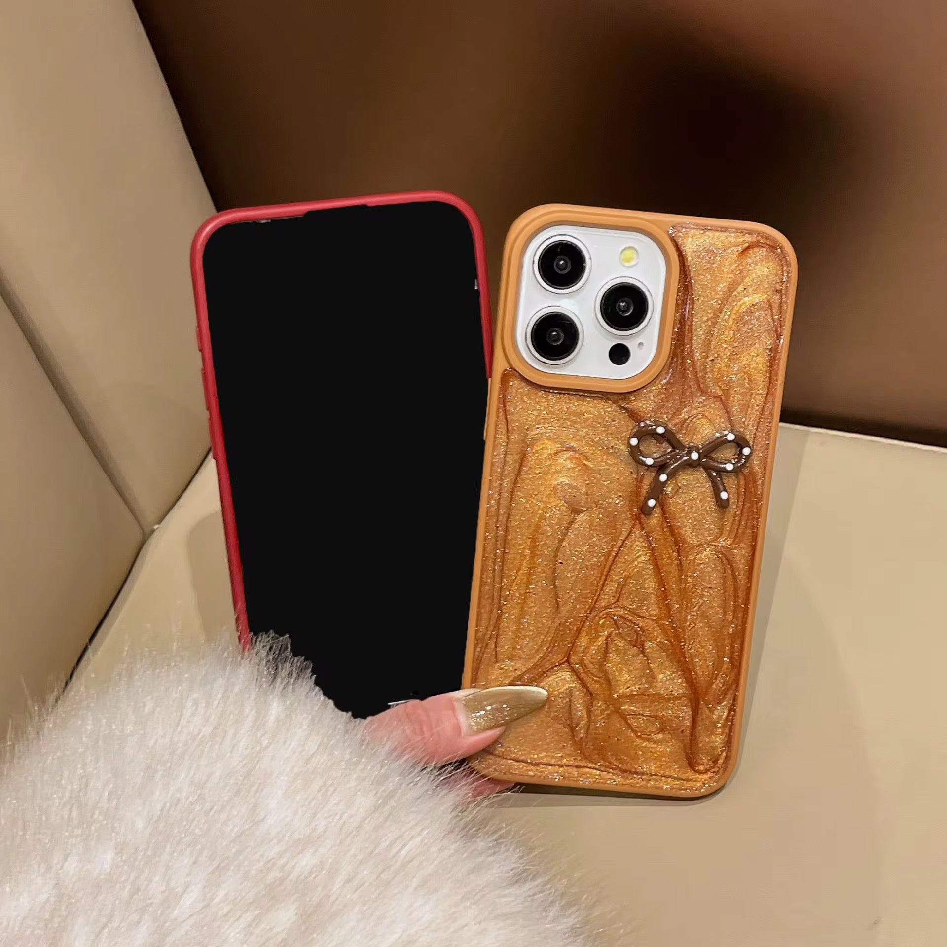 Cute Red Glitter Pre-Order Polka Bow Hybrid Bumper iPhone Case