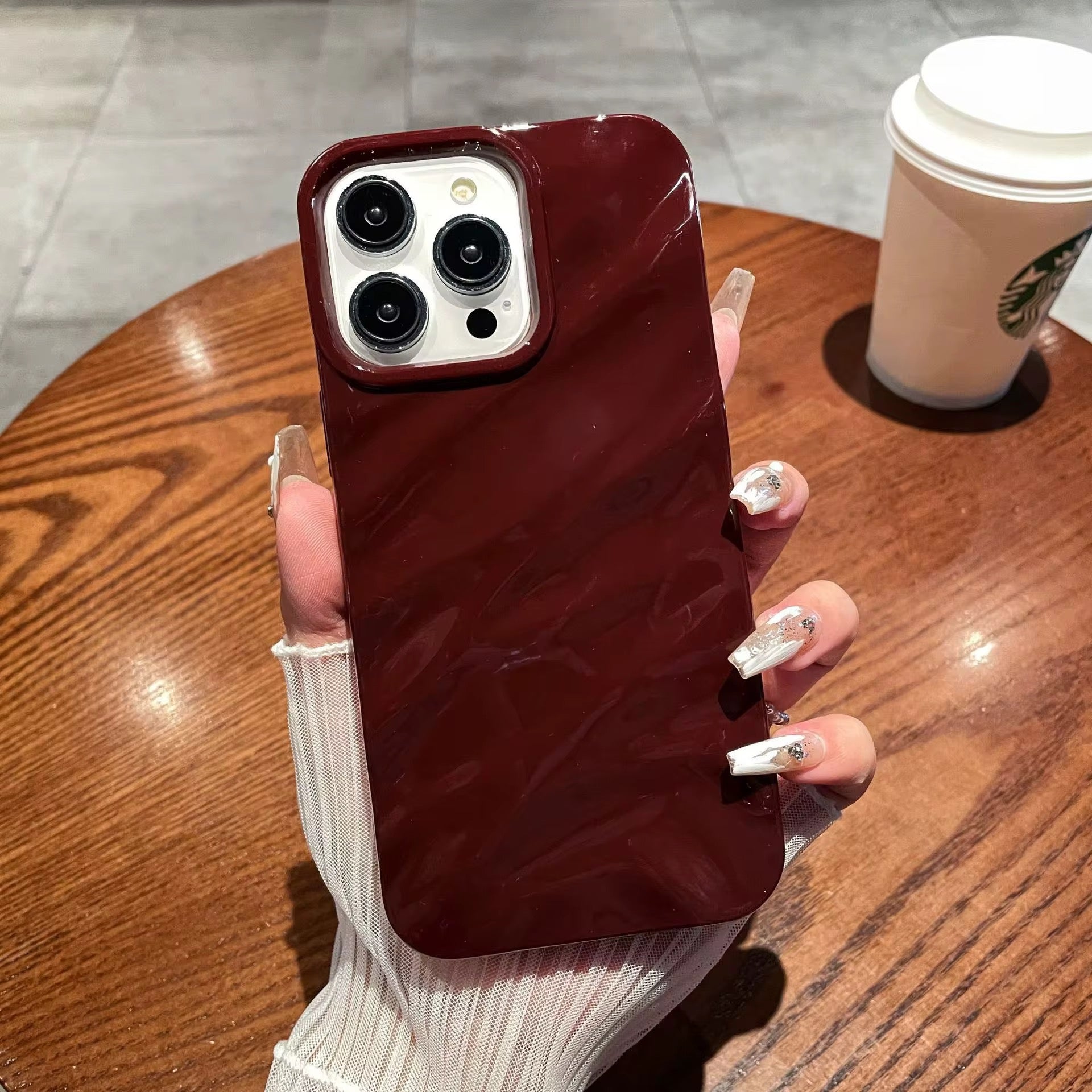 Maroon Glossy Textured Pre-Order Soft Silicone iPhone Case