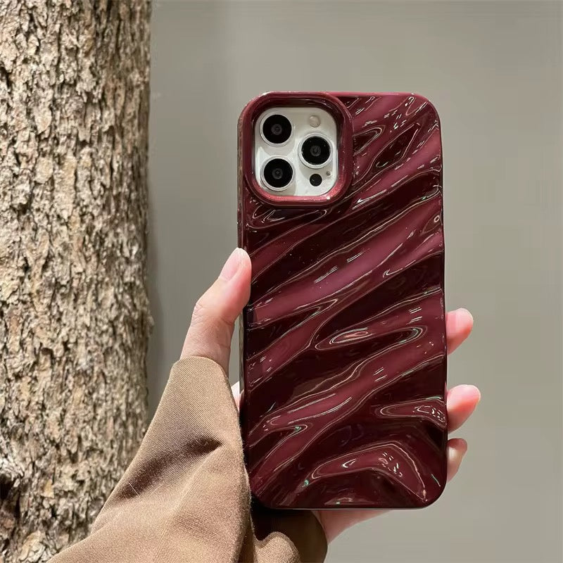 Maroon Glossy Textured Pre-Order Soft Silicone iPhone Case