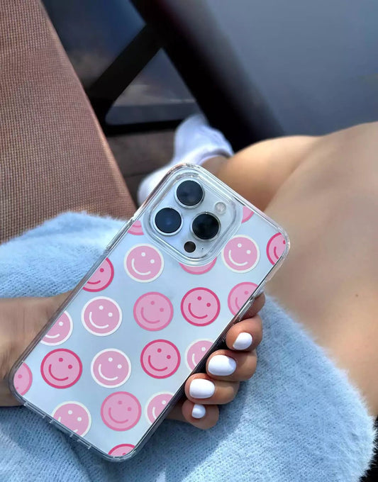 Pink Smileys Clear Transparent Custom Slim Soft Cases
