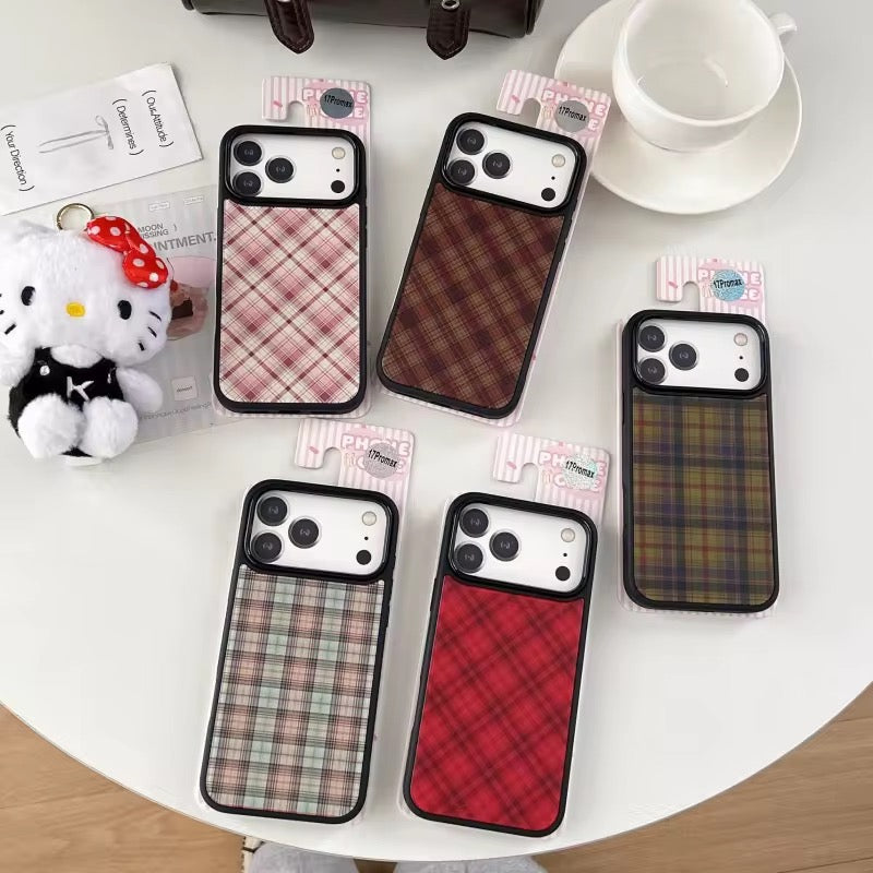 Checks Plaid High-Quality Trendy Magnetic Black Bumper iPhone Pre-Order Case